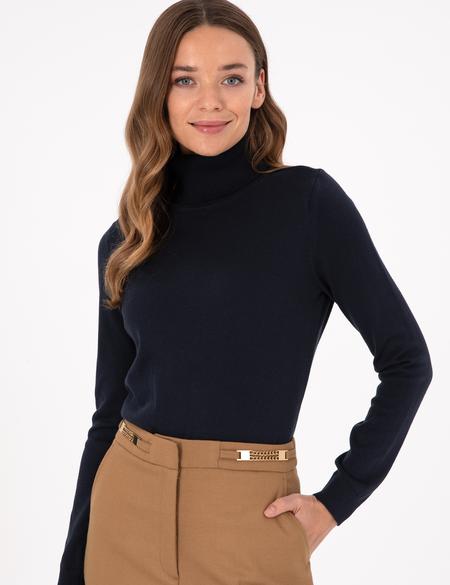 Lacivert Slim Fit Balıkçı Yaka Basic Kazak - 50300786046