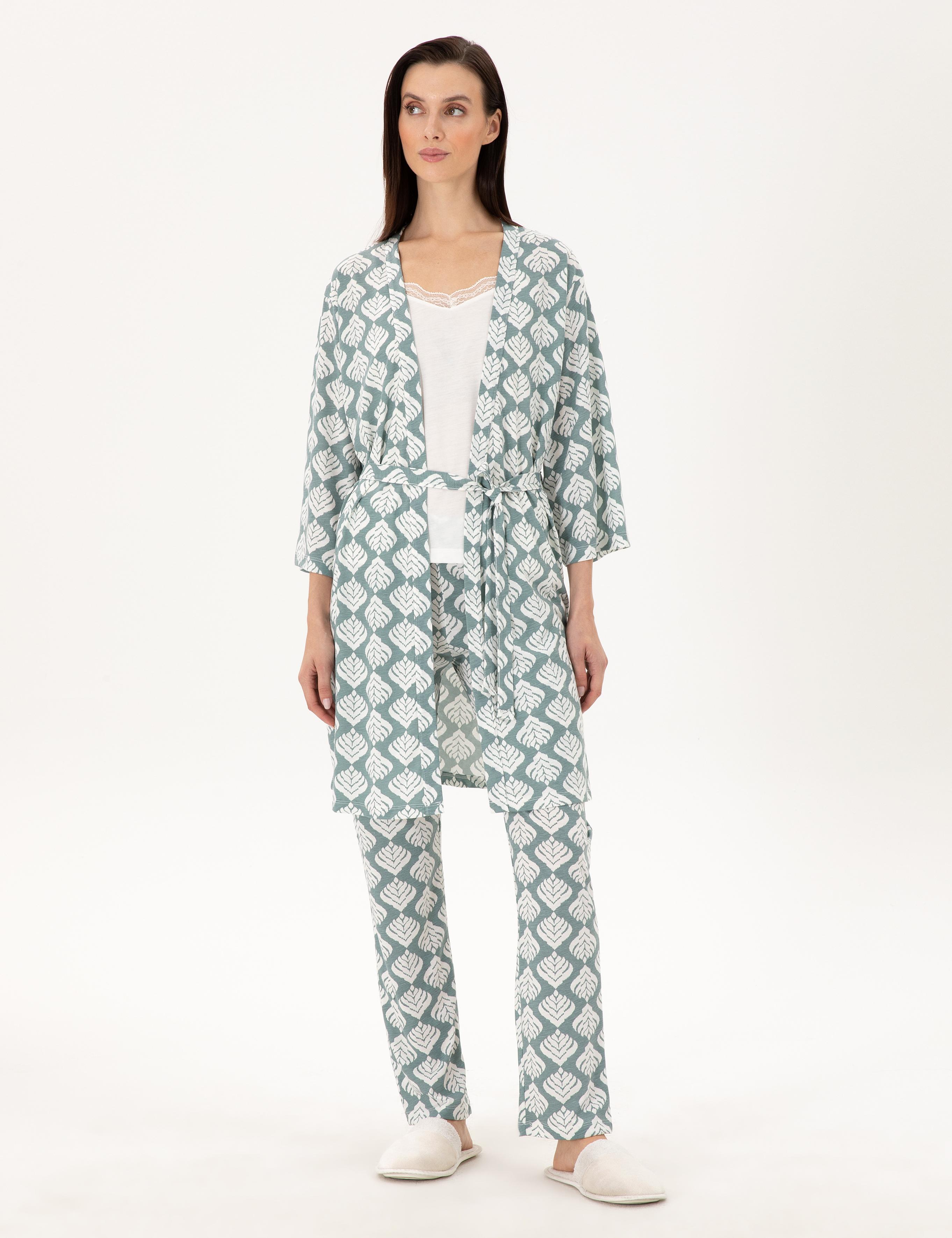 Krem 3'lü Pijama Takımı