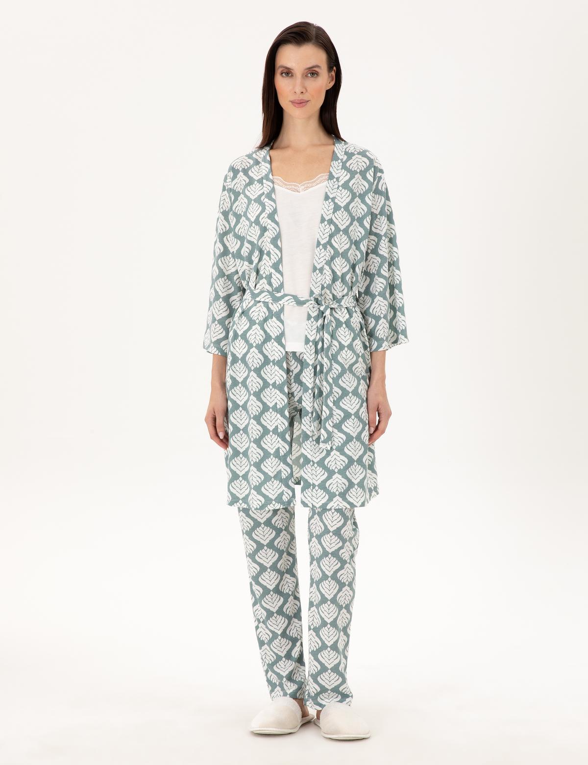 Krem 3'lü Pijama Takımı