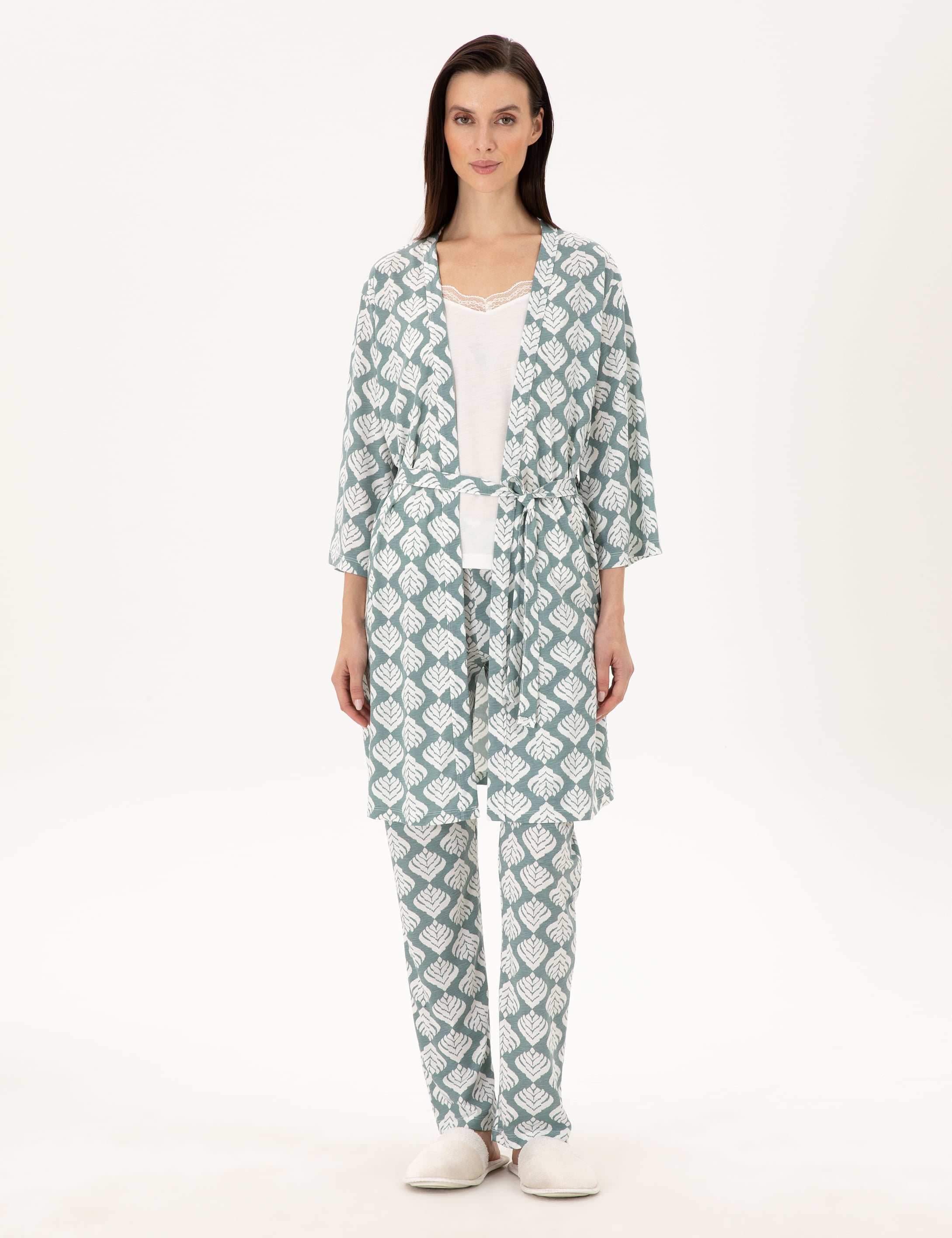 Krem 3'lü Pijama Takımı
