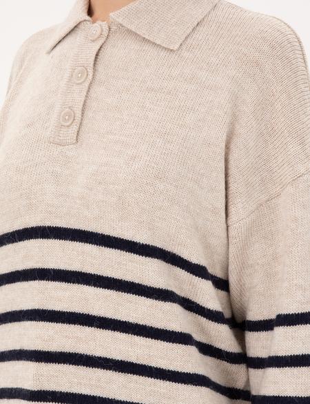 Ekru Comfort Fit Polo Yaka Kazak - 50300147011