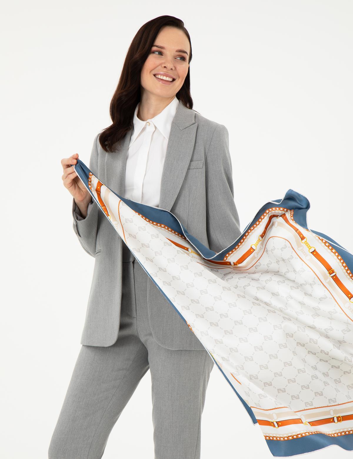 İndigo İpek Eşarp