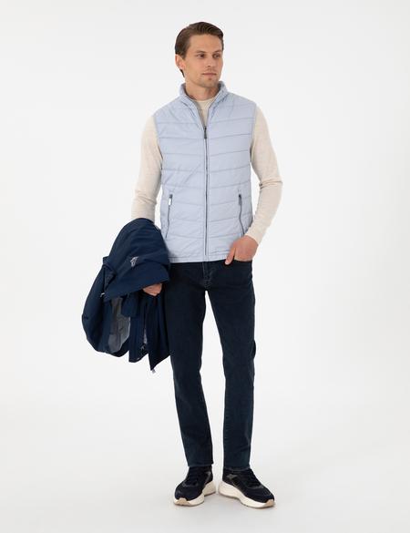 Lacivert Kapüşonlu Şişme Mont - 50292887009