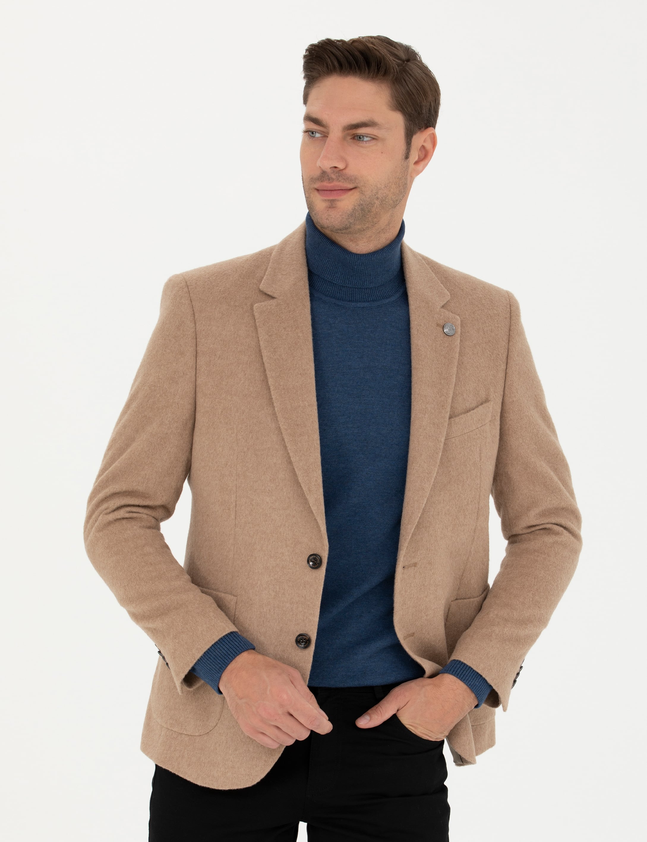 Camel Slim Fit Ceket