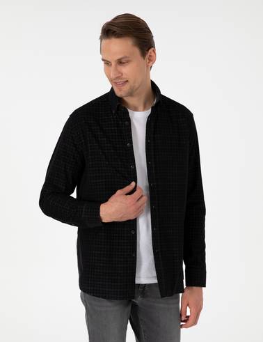 Siyah Regular Fit Uzun Kollu Gömlek