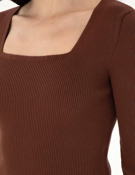 Kahverengi Ex. Slim Fit Kazak - 50297478036