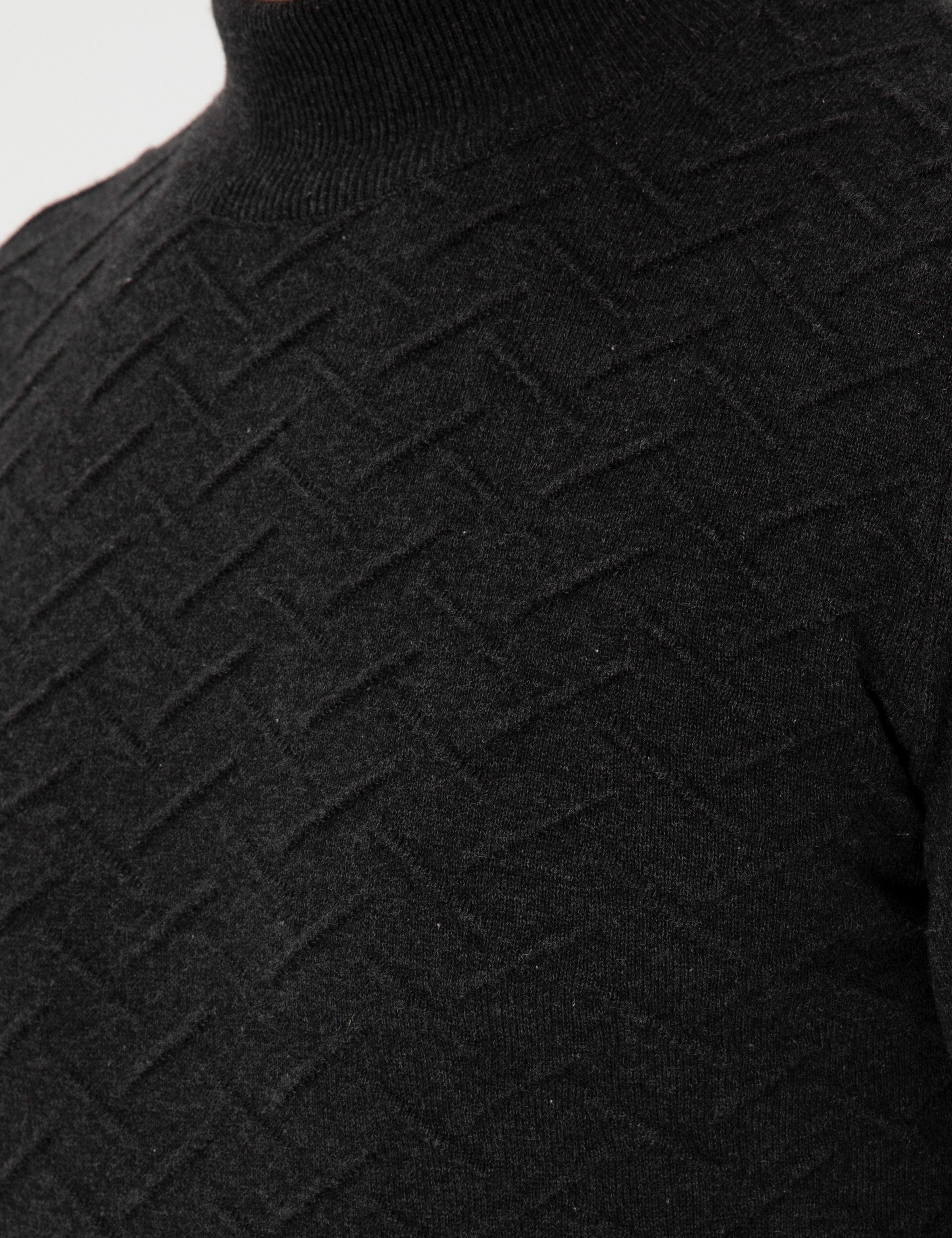 Antrasit Melanj Slim Fit Yarım Balıkçı Yaka Triko Kazak - Image 7
