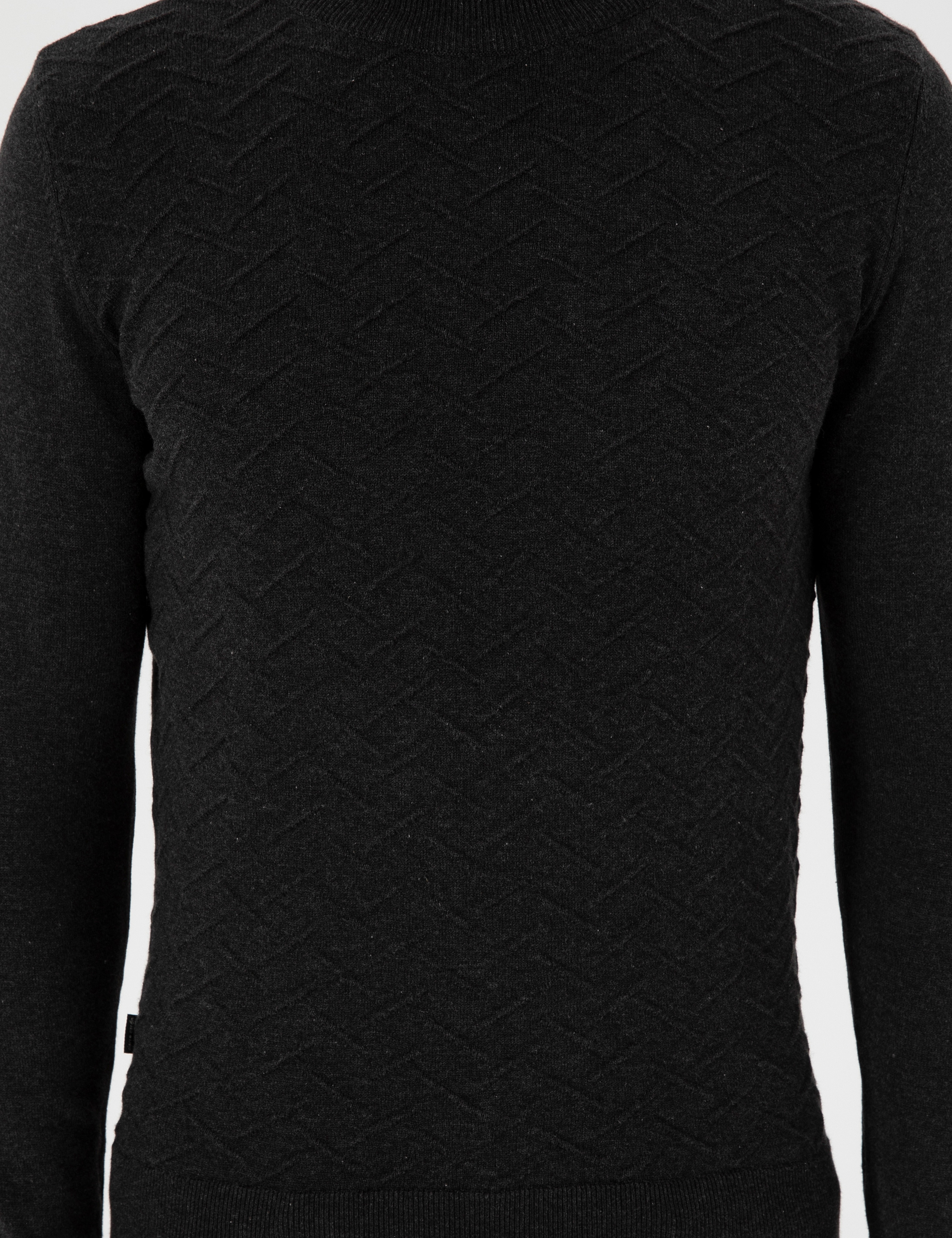 Antrasit Melanj Slim Fit Yarım Balıkçı Yaka Triko Kazak