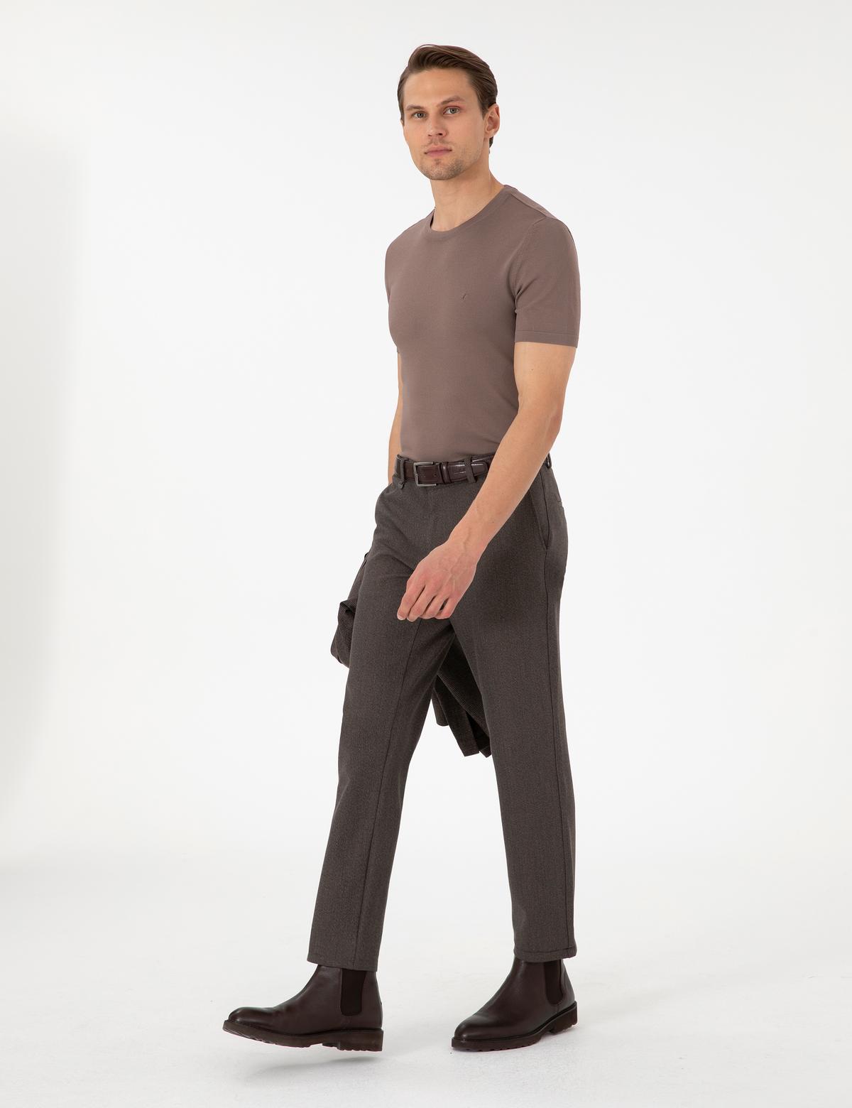 Kahverengi Slim Fit Kumaş Pantolon - 50292959087