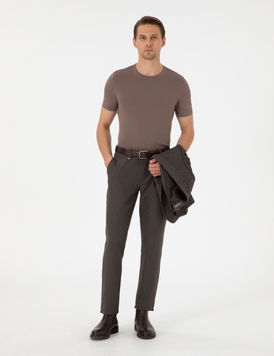 Kahverengi Slim Fit Kumaş Pantolon