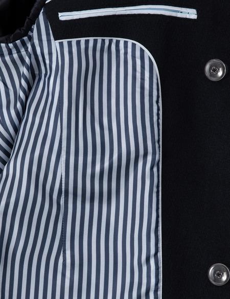 Lacivert Ex. Slim Fit Yün Karışımlı Kruvaze Kaşe Kaban - 50293292013