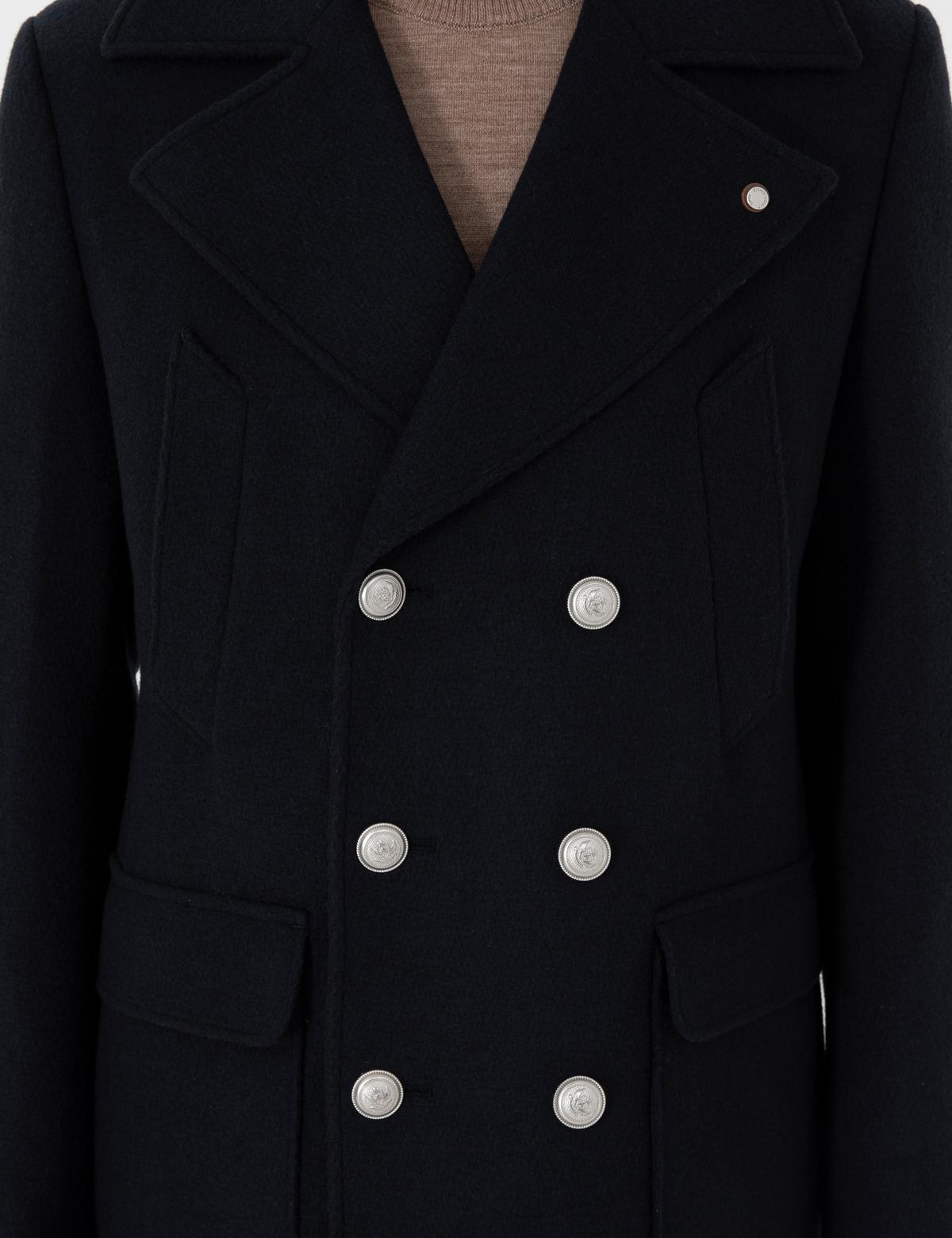 Lacivert Ex. Slim Fit Yün Karışımlı Kruvaze Kaşe Kaban - 50293292013