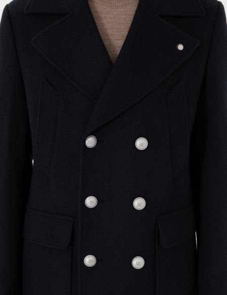 Lacivert Ex. Slim Fit Yün Karışımlı Kruvaze Kaşe Kaban - 50293292013