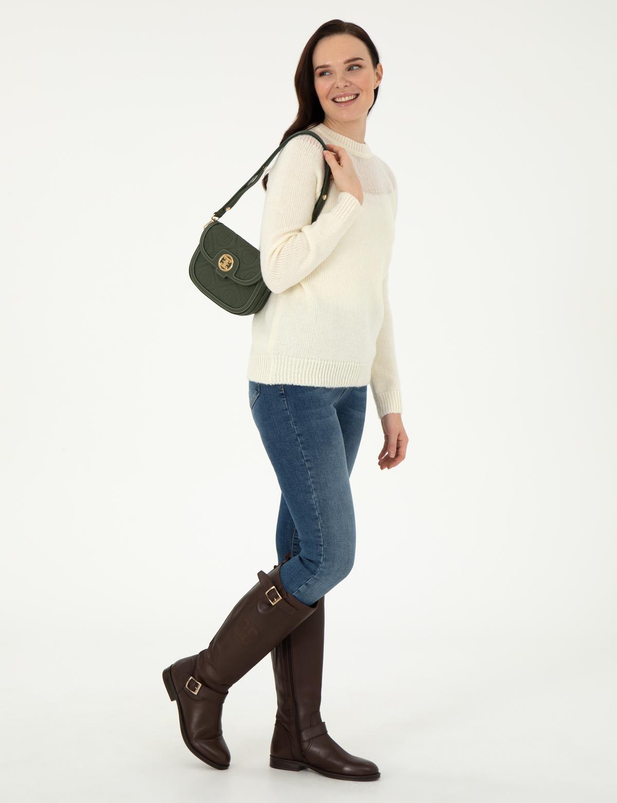 Ekru Regular Fit Yün Karışımlı Kazak - 50291359005