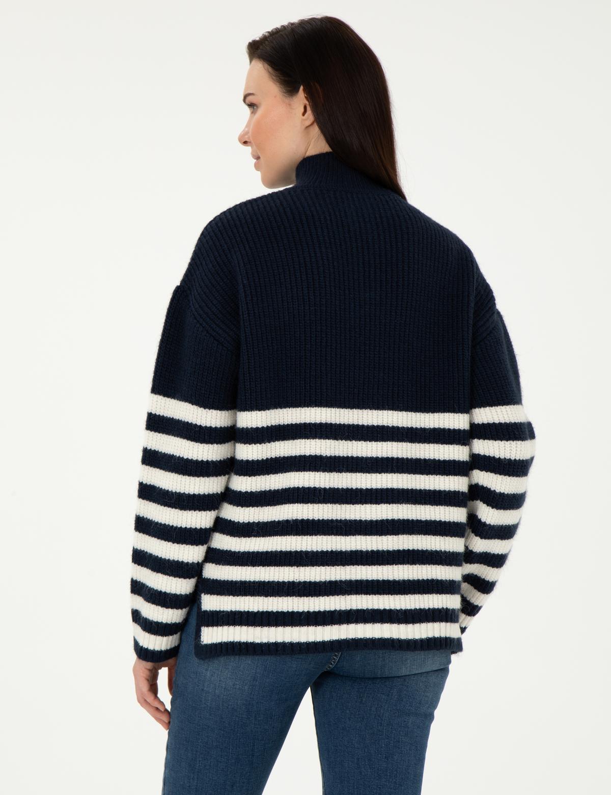 Lacivert Comfort Fit Düğmeli Kazak - 50298088002