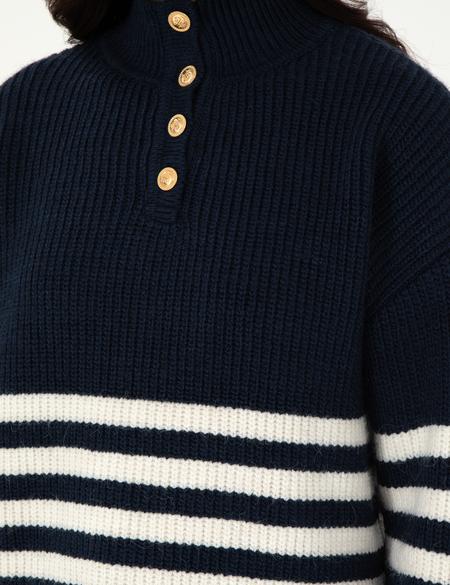 Lacivert Comfort Fit Düğmeli Kazak - 50298088002