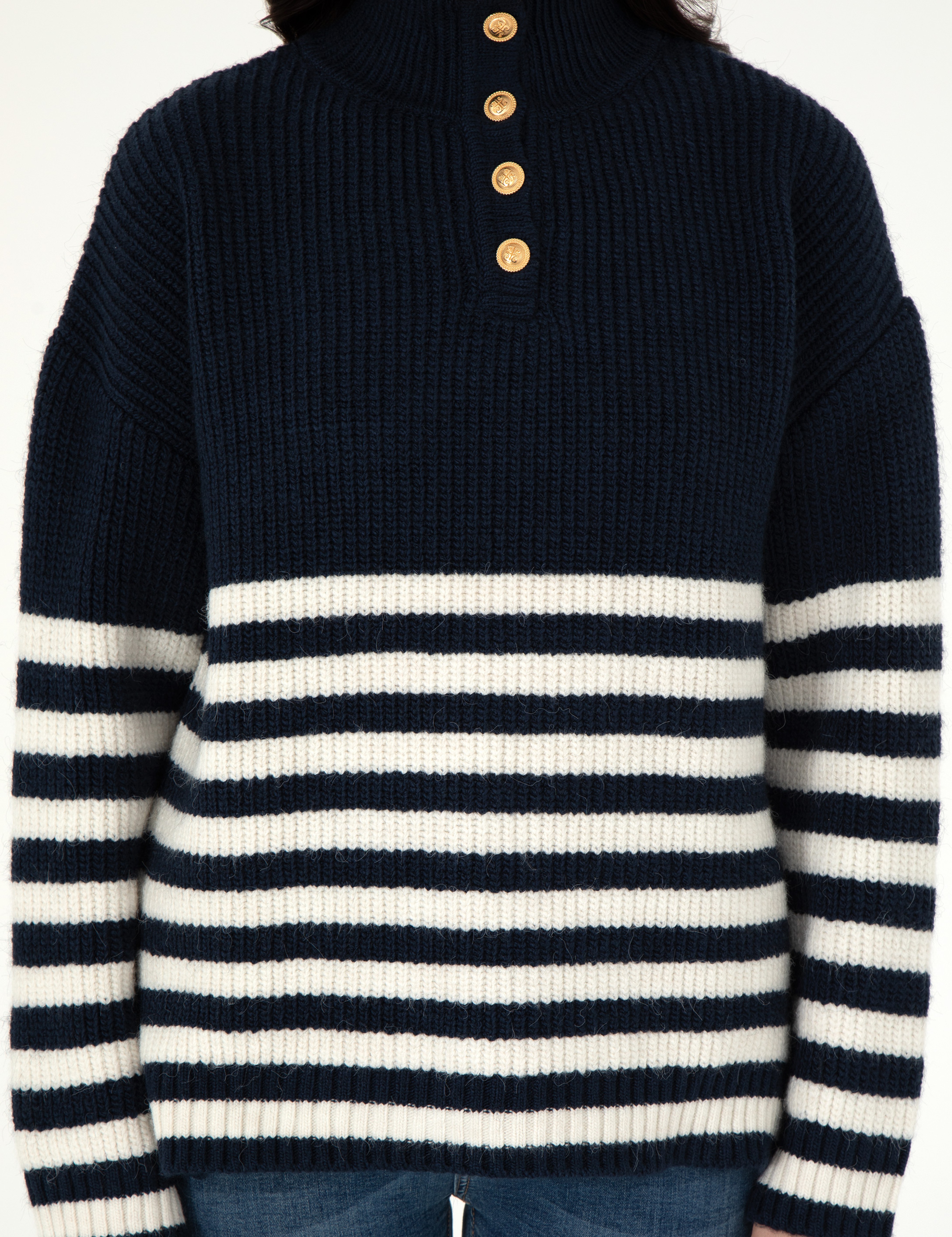 Lacivert Comfort Fit Düğmeli Kazak - Image 6