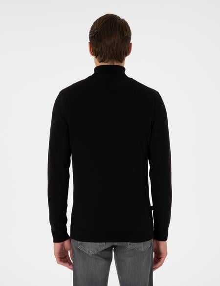 Siyah Slim Fit  Balıkçı Yaka Triko Kazak - 50300507003