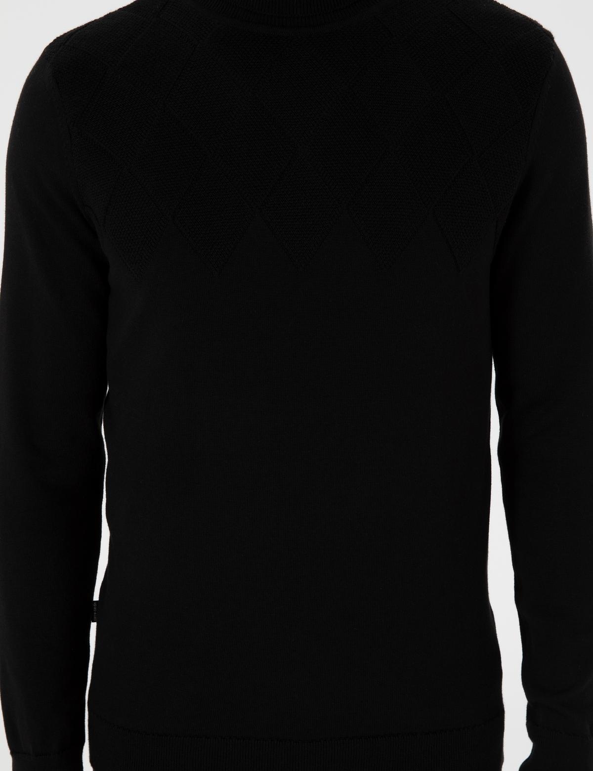 Siyah Slim Fit  Balıkçı Yaka Triko Kazak - 50300507003