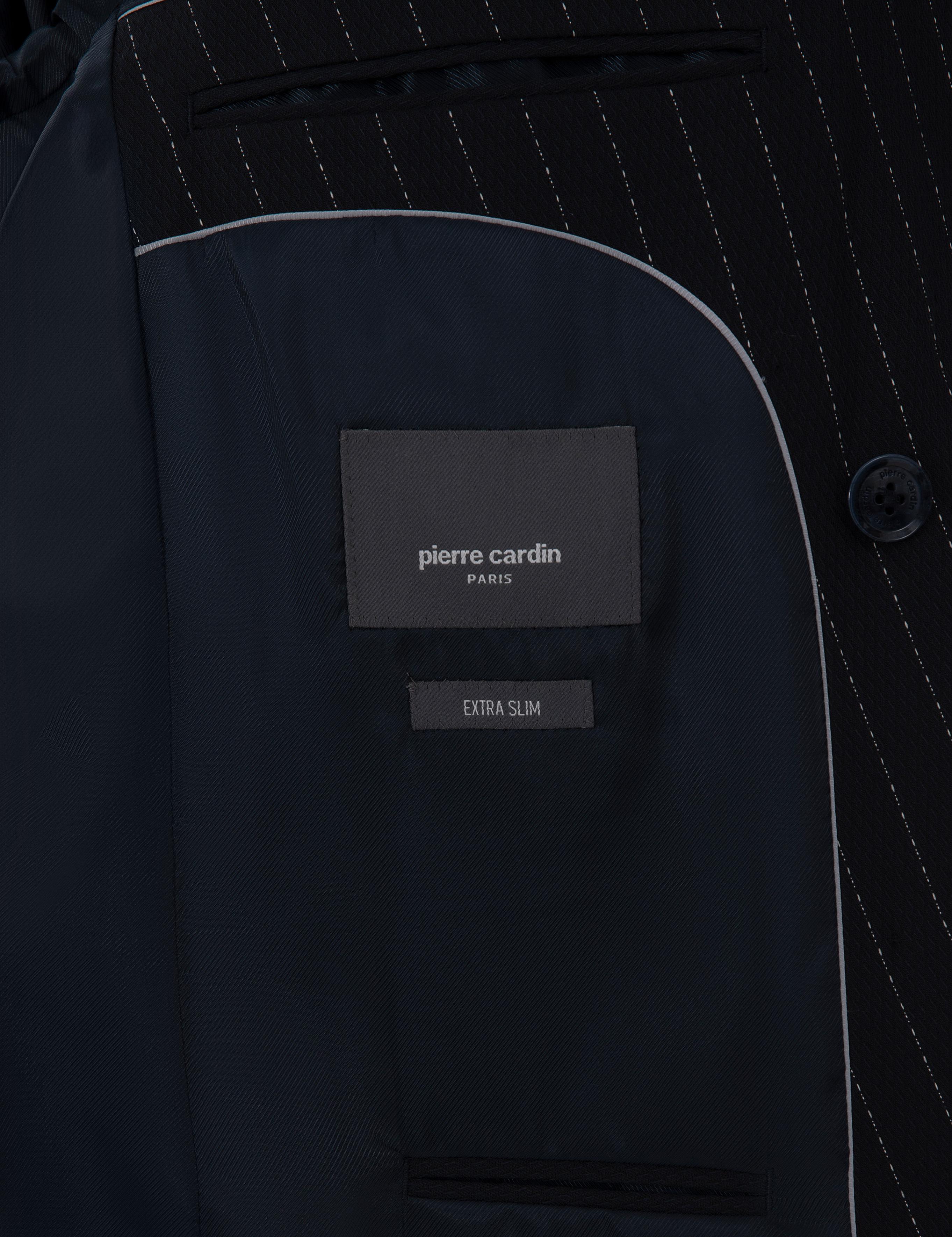 Lacivert Ex. Slim Fit Çizgili Kruvaze Takım Elbise