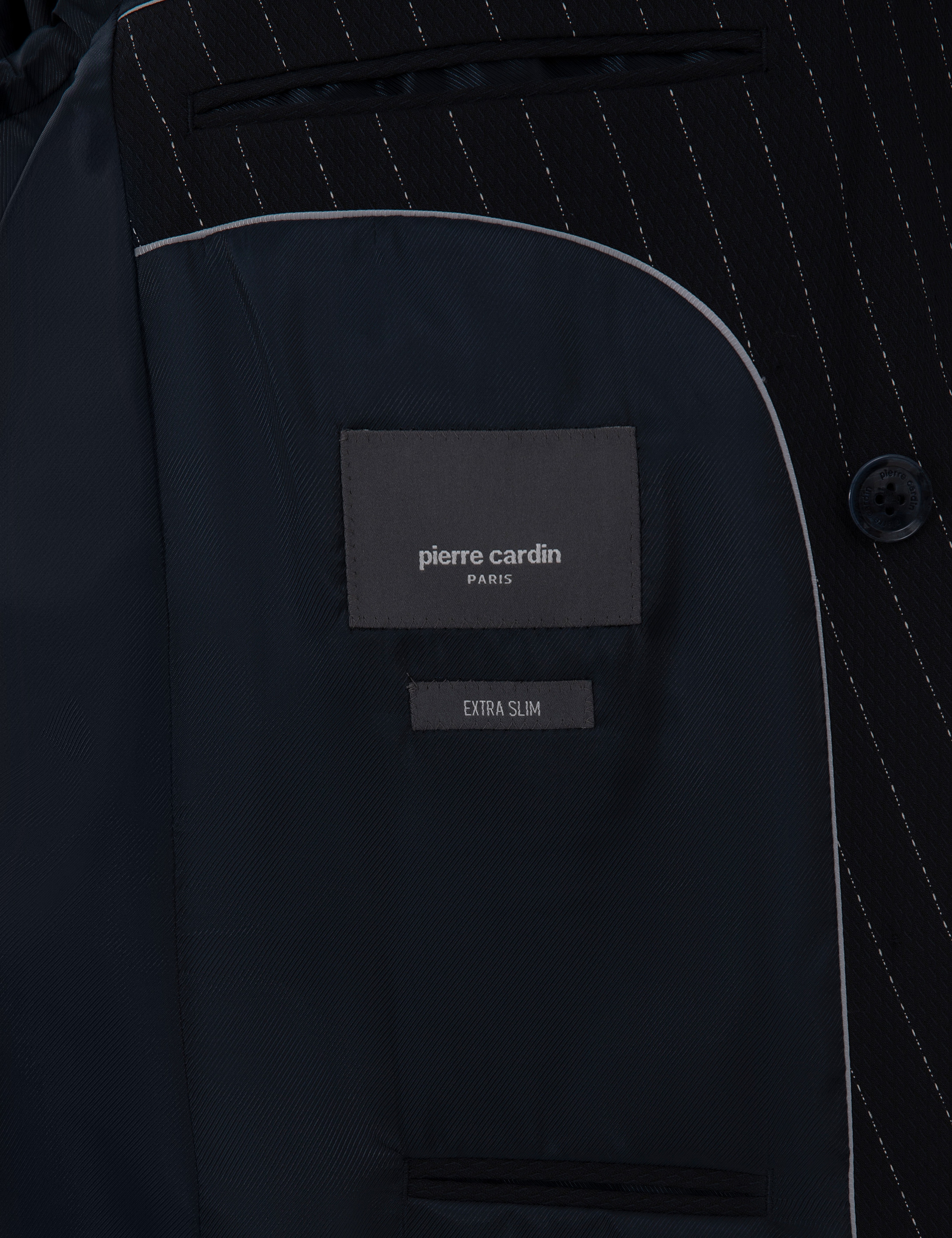 Lacivert Ex. Slim Fit Çizgili Kruvaze Takım Elbise
