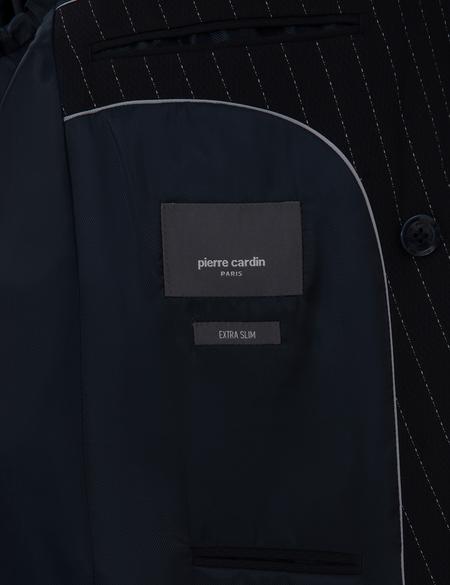 Lacivert Ex. Slim Fit Çizgili Kruvaze Takım Elbise - 50306677005