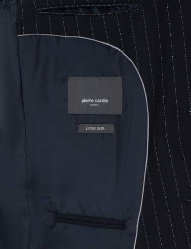 Lacivert Ex. Slim Fit Çizgili Takım Elbise