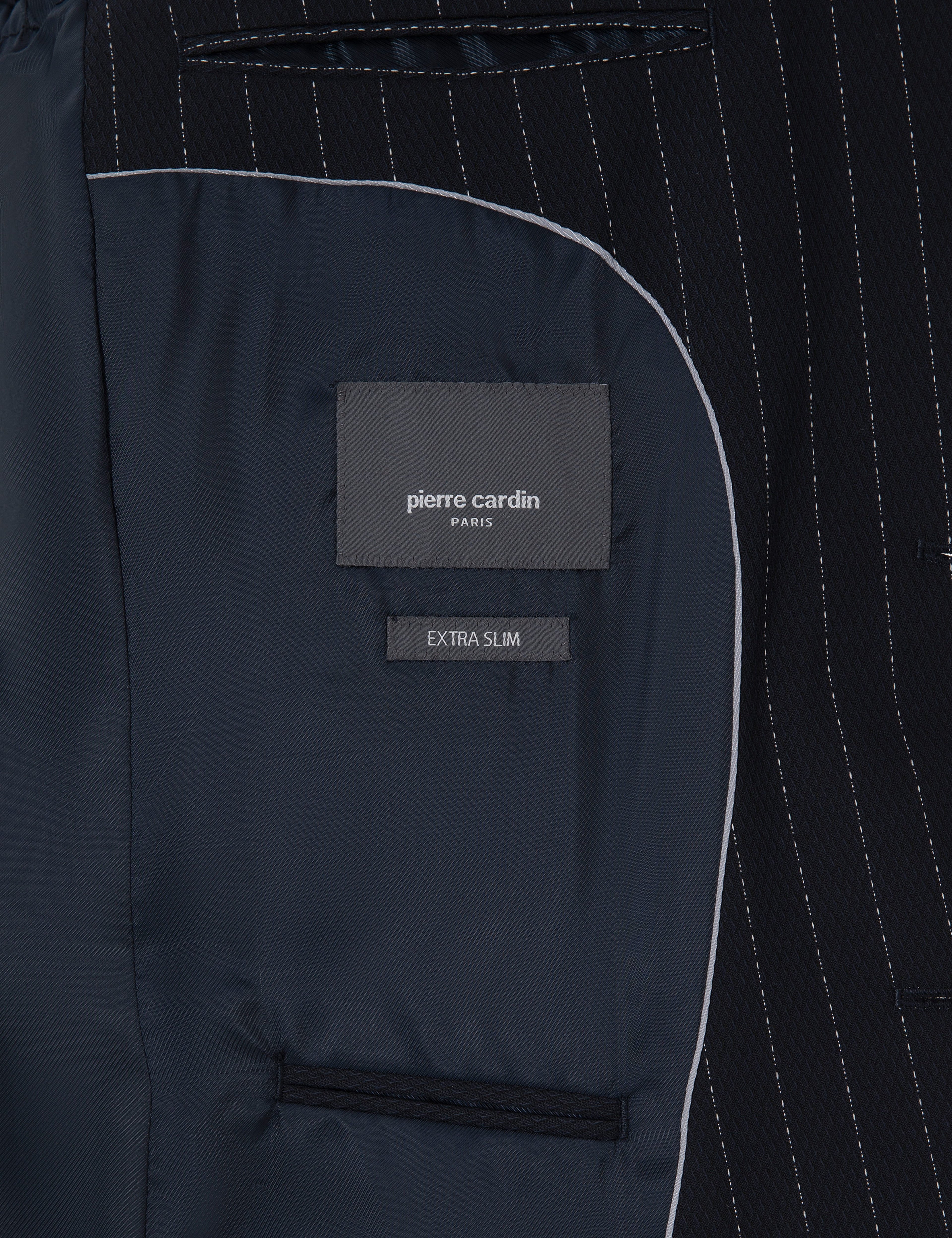 Lacivert Extra Slim Fit Çizgili Takım Elbise - Image 6