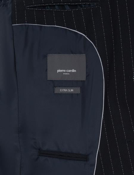 Lacivert Ex. Slim Fit Çizgili Takım Elbise - 50306678005