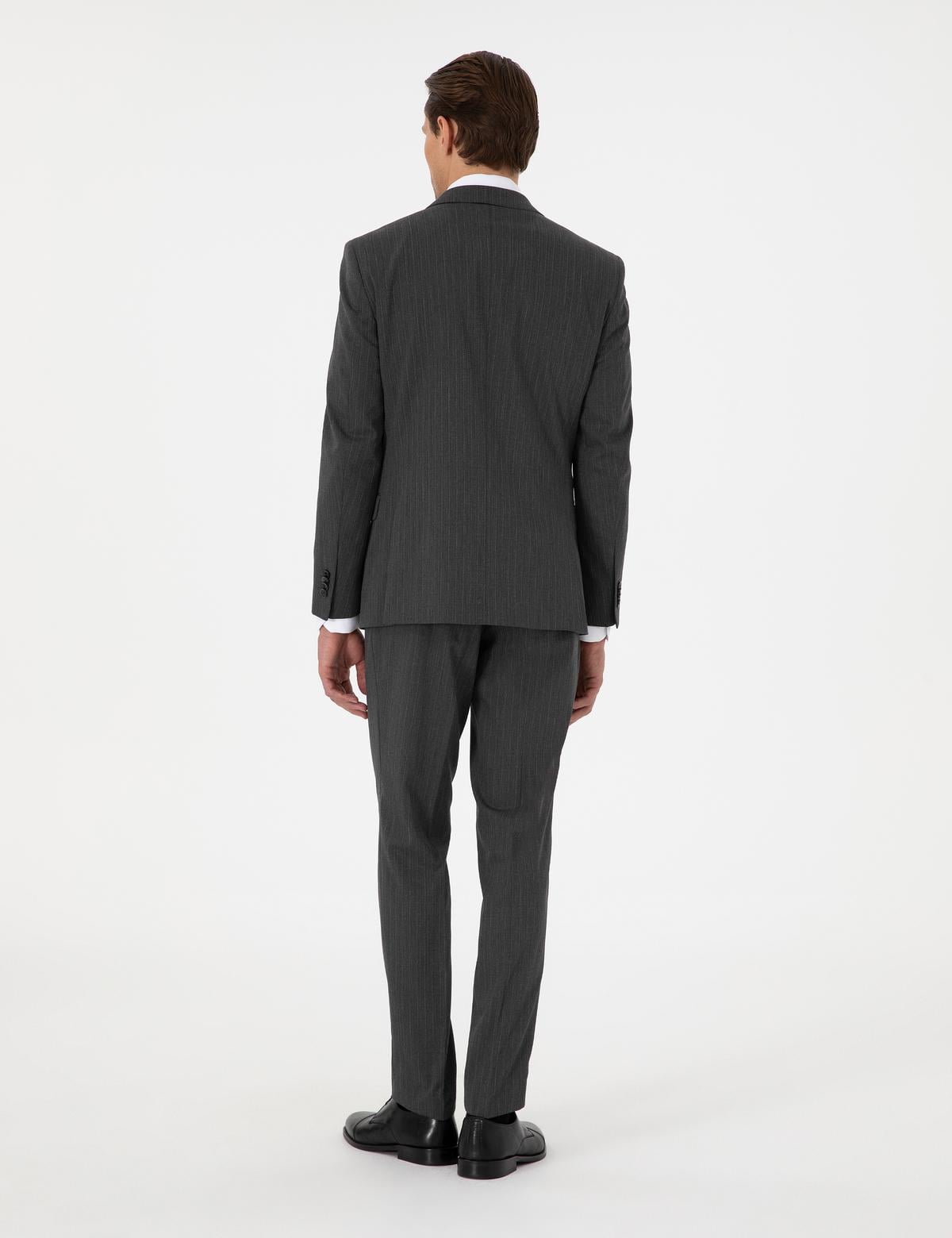 Antrasit Ex. Slim Fit Çizgili Takım Elbise - 50306730017
