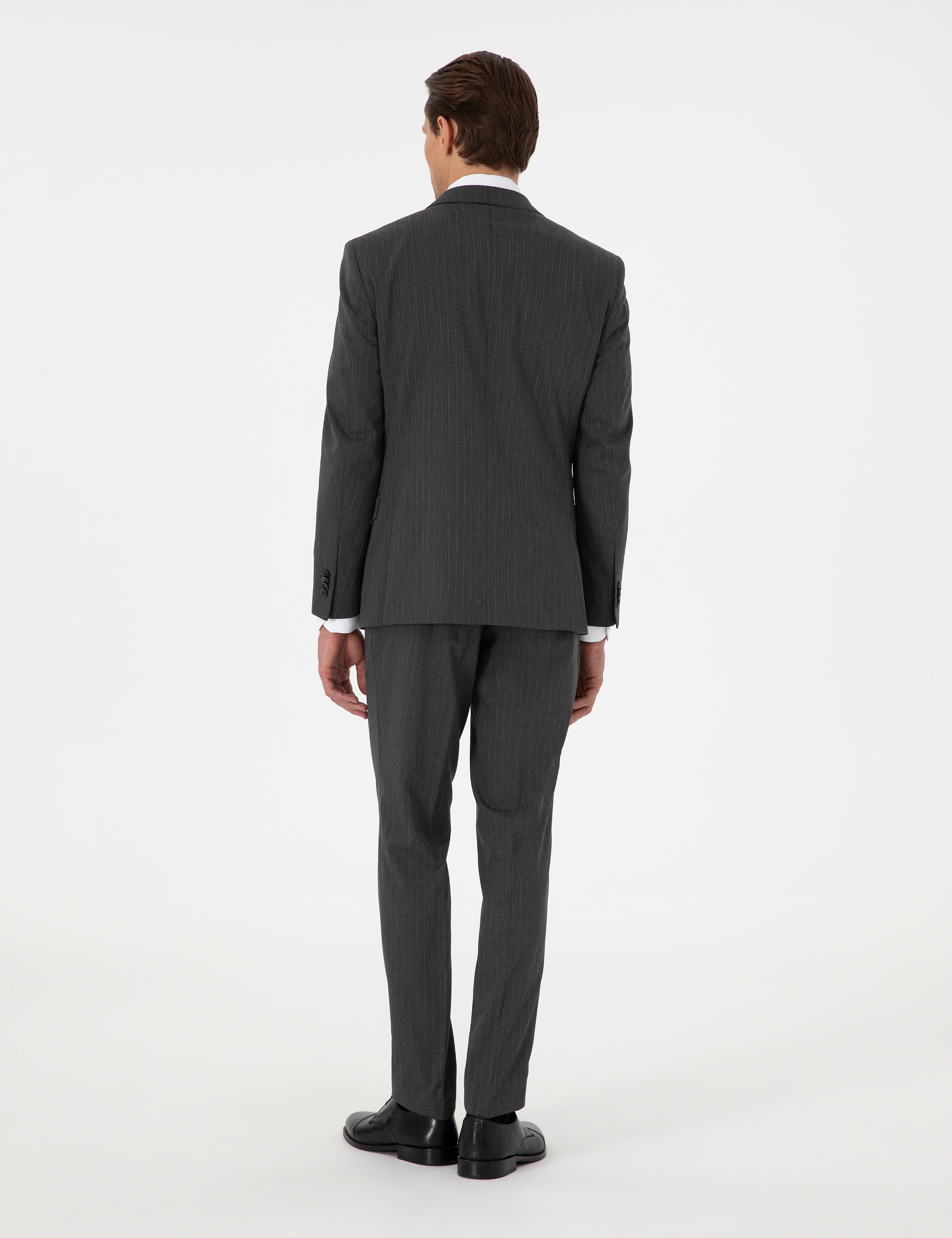 Antrasit Ex. Slim Fit Çizgili Takım Elbise - Image 5