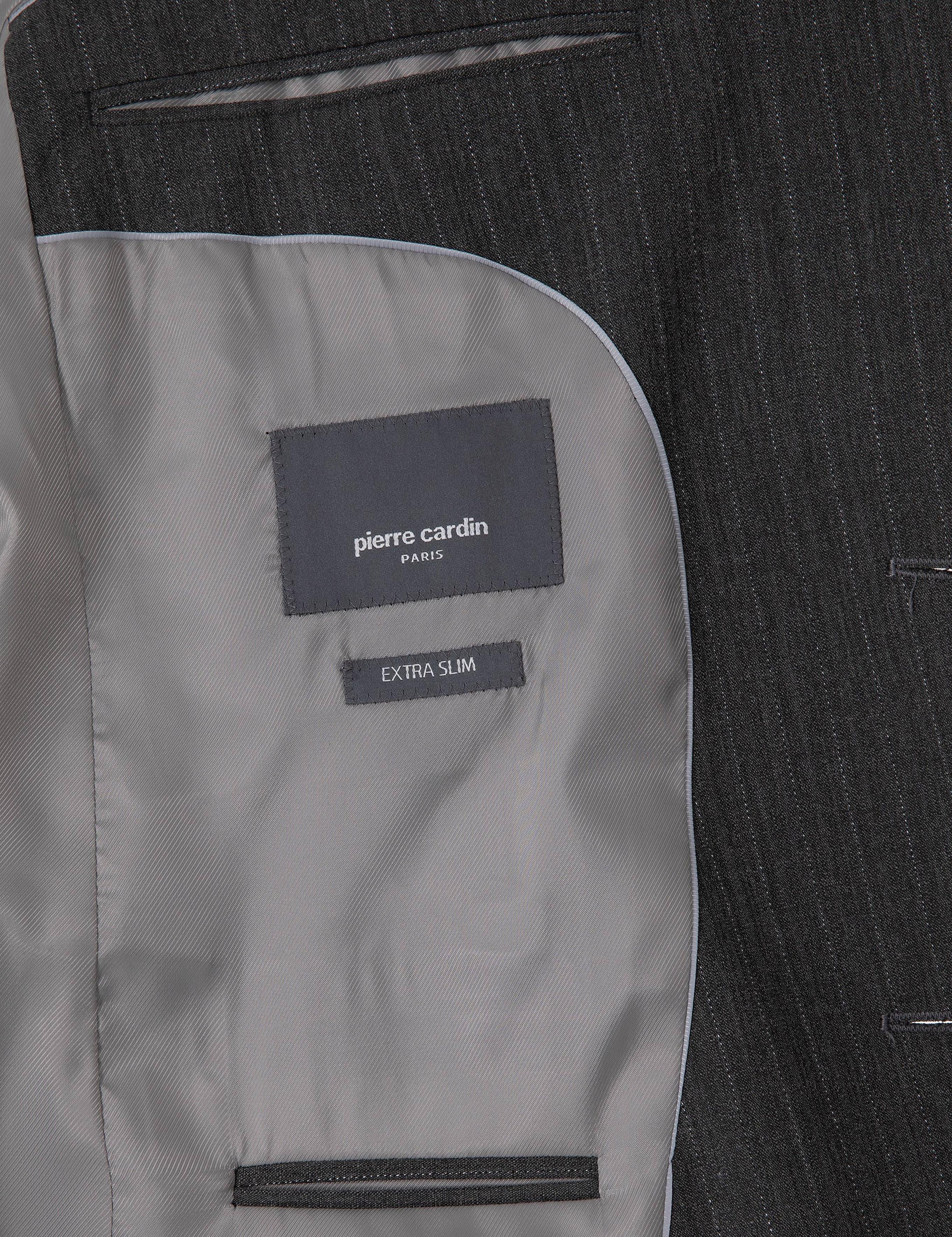 Antrasit Ex. Slim Fit Çizgili Takım Elbise