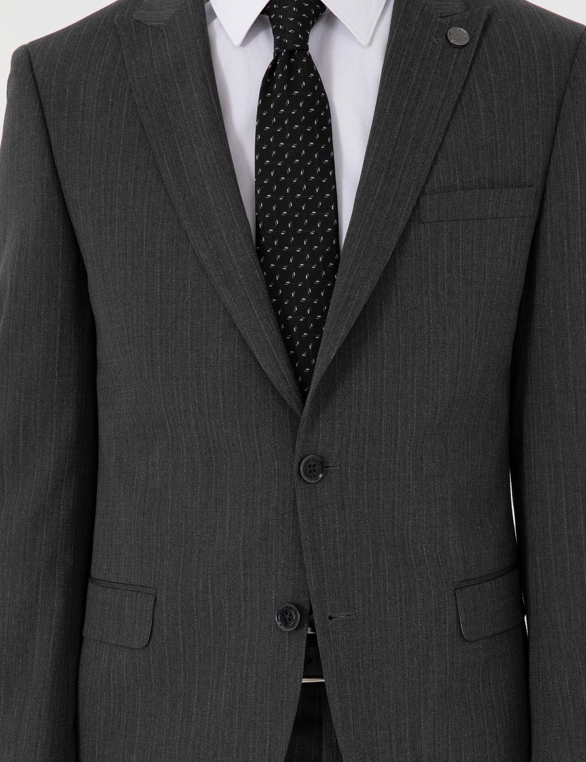 Antrasit Ex. Slim Fit Çizgili Takım Elbise - 50306730017