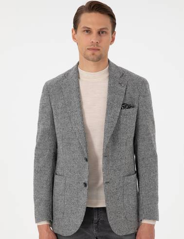 Gri Yün Karışımlı Ex. Slim Fit Ceket