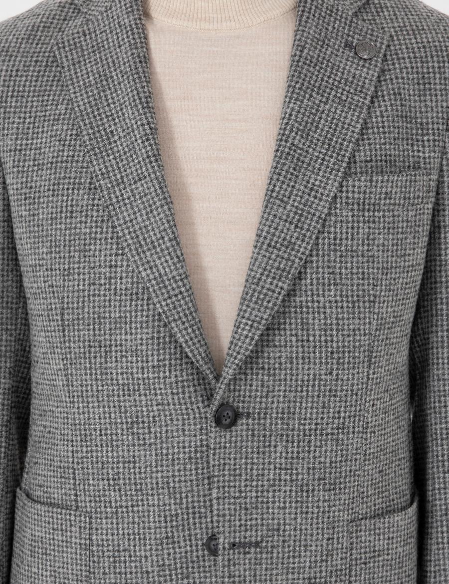Gri Yün Karışımlı Ex. Slim Fit Ceket
