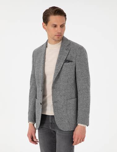 Gri Yün Karışımlı Ex. Slim Fit Ceket