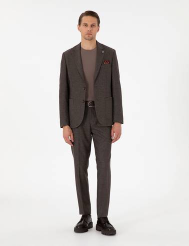 Kahverengi Slim Fit Takım Elbise