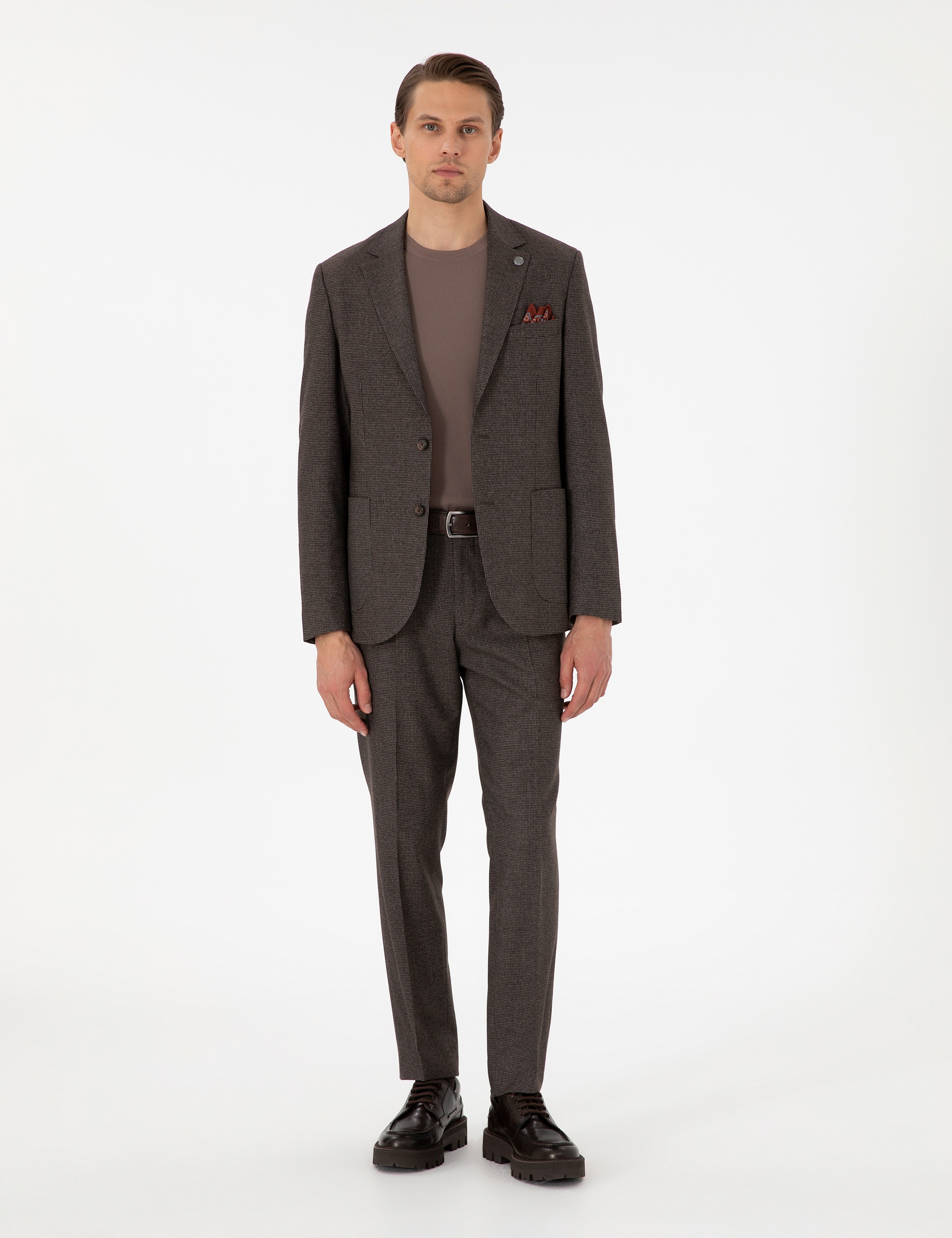 Kahverengi Slim Fit Takım Elbise - Image 1