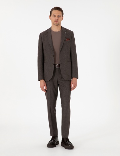 Kahverengi Slim Fit Takım Elbise