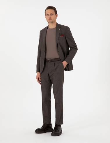 Kahverengi Slim Fit Takım Elbise