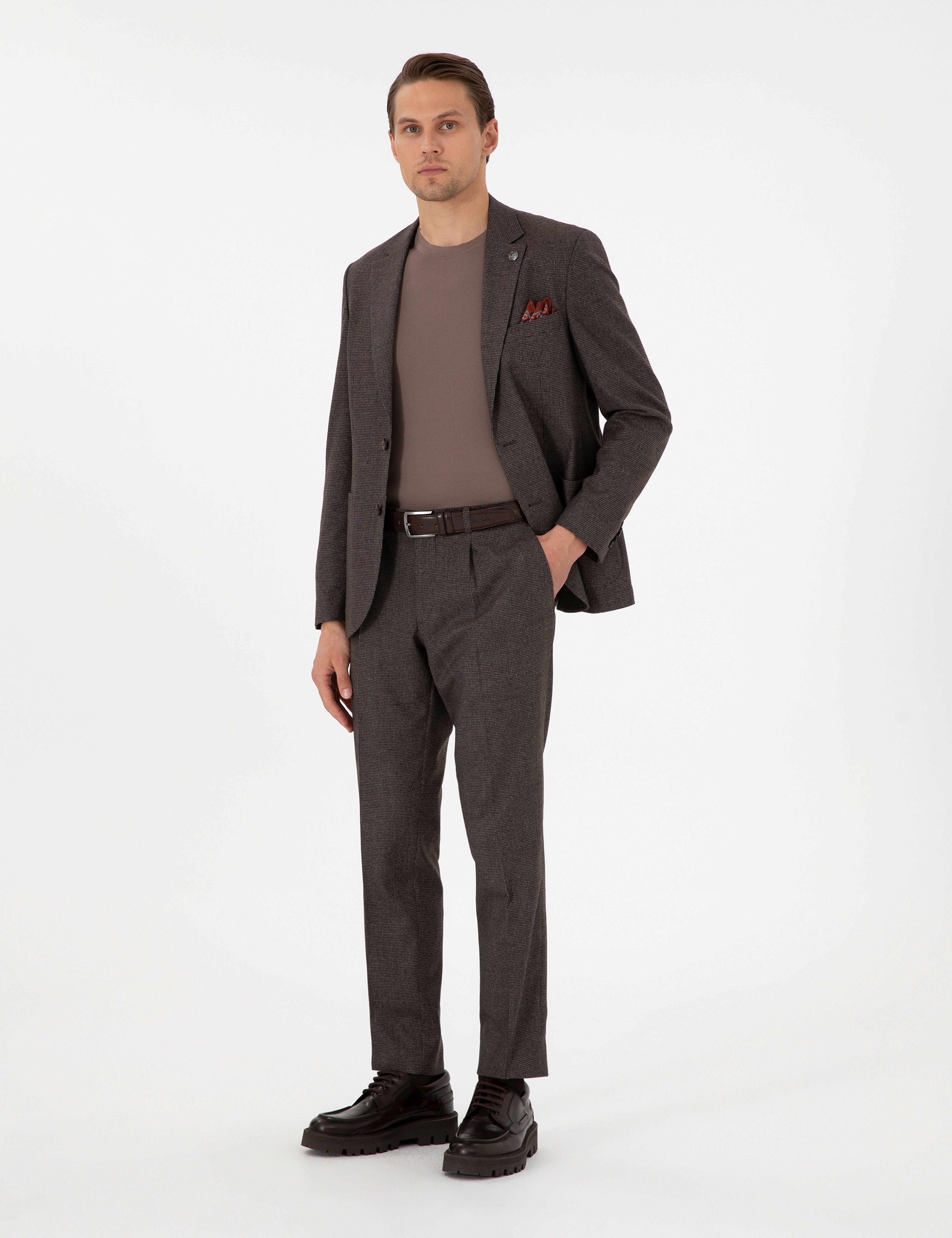 Kahverengi Slim Fit Takım Elbise - Image 4