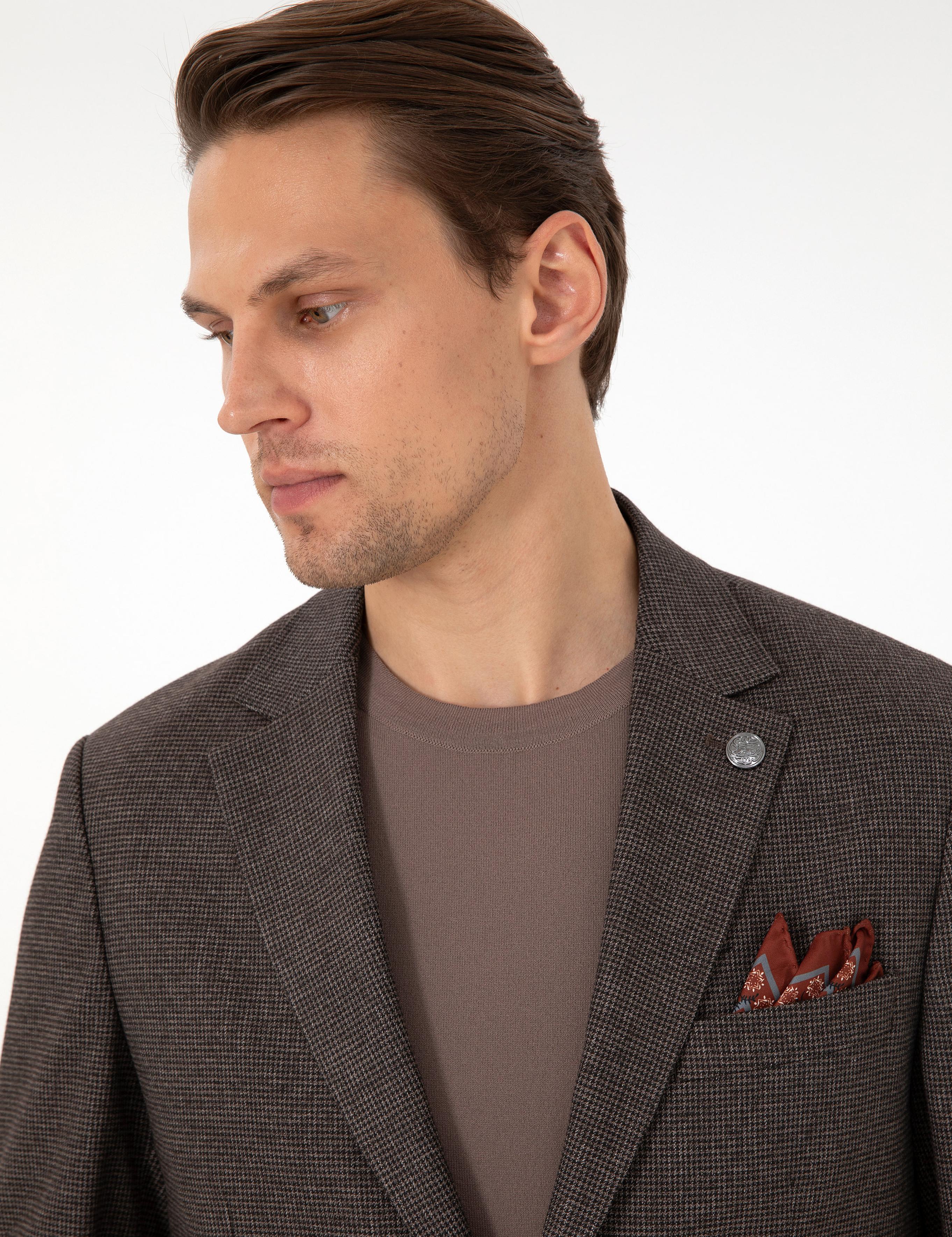 Kahverengi Slim Fit Takım Elbise