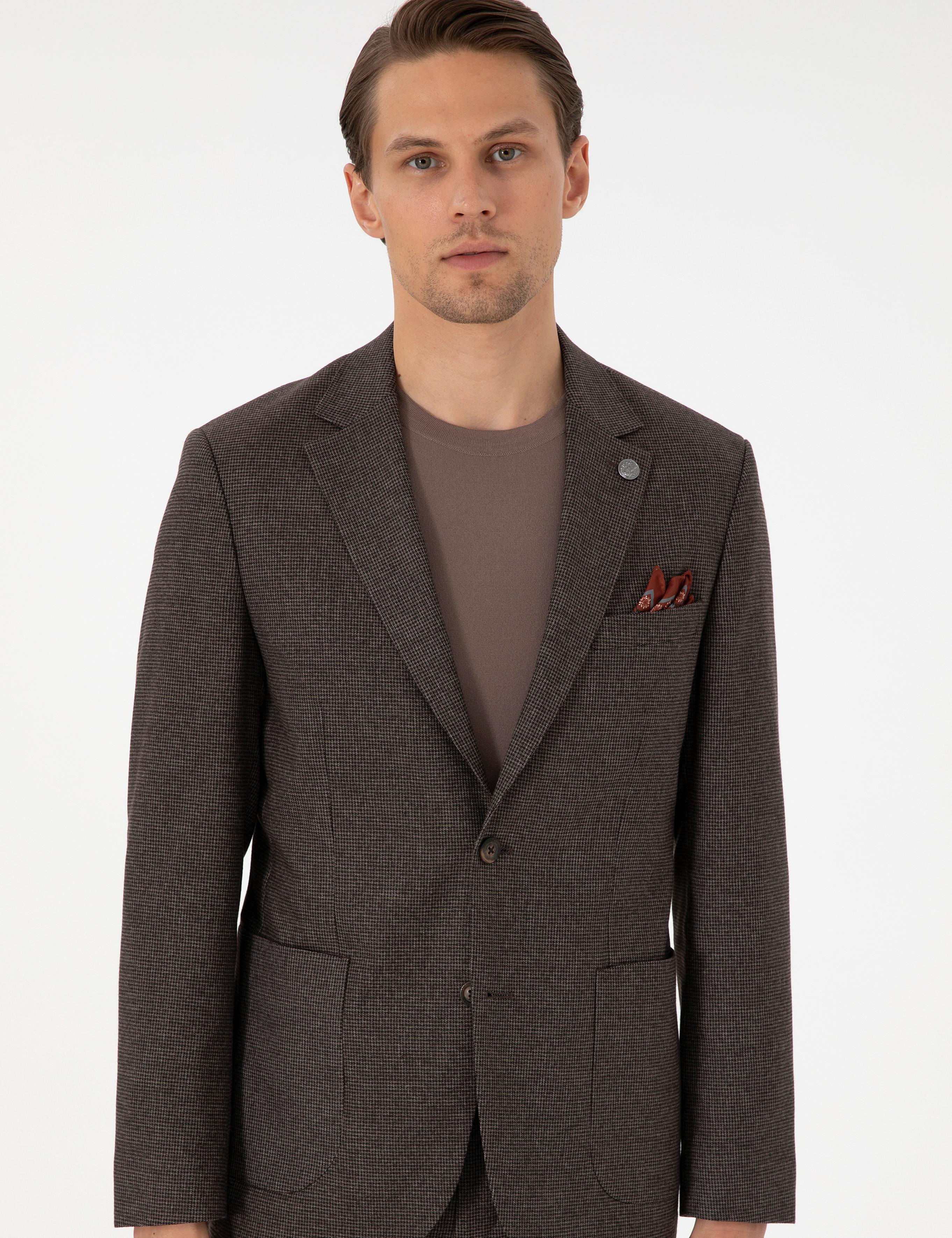 Kahverengi Slim Fit Takım Elbise