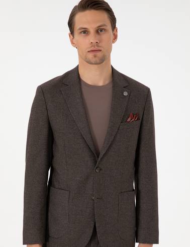 Kahverengi Slim Fit Takım Elbise