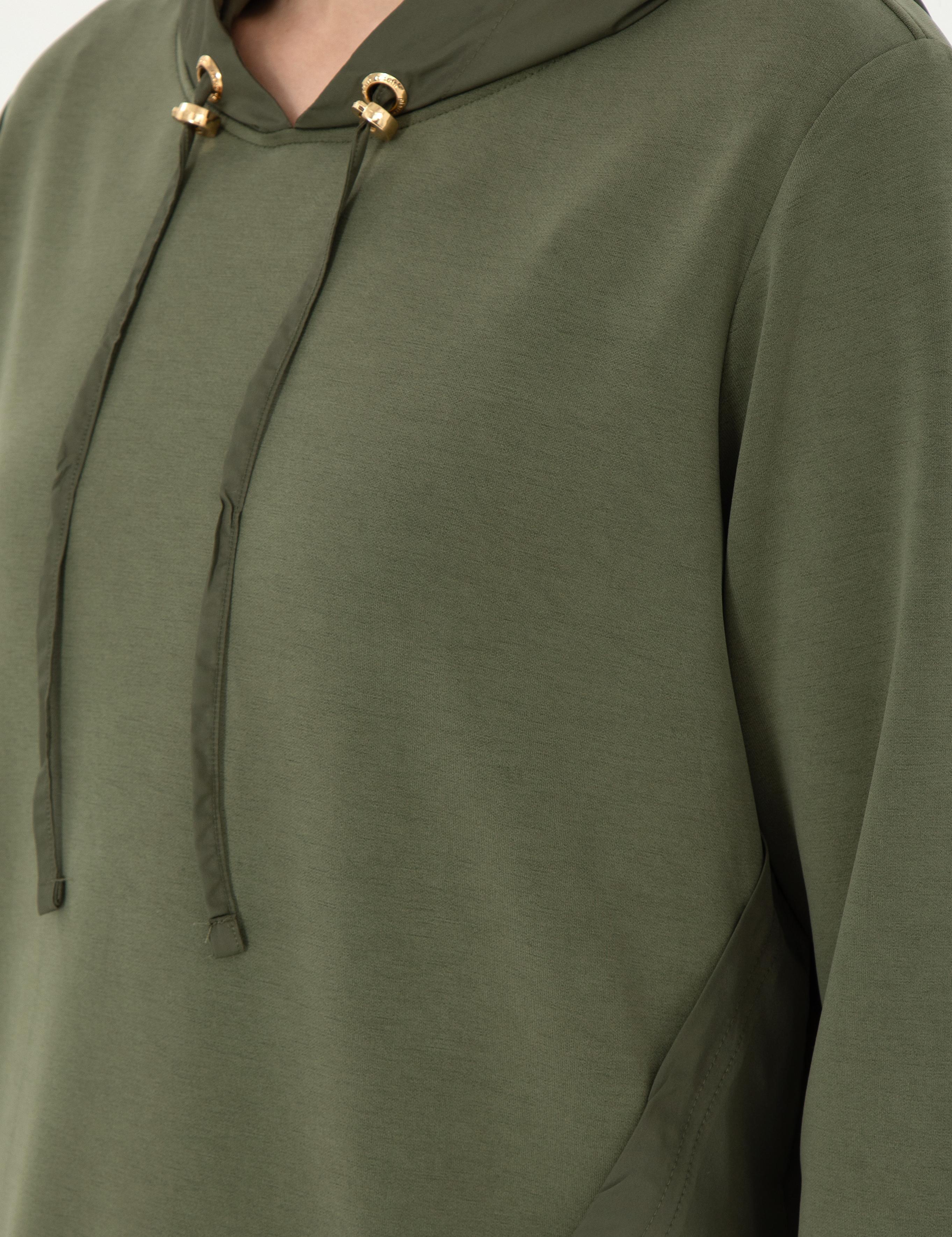 Haki Comfort Fit Modal Kumaş Sweatshirt