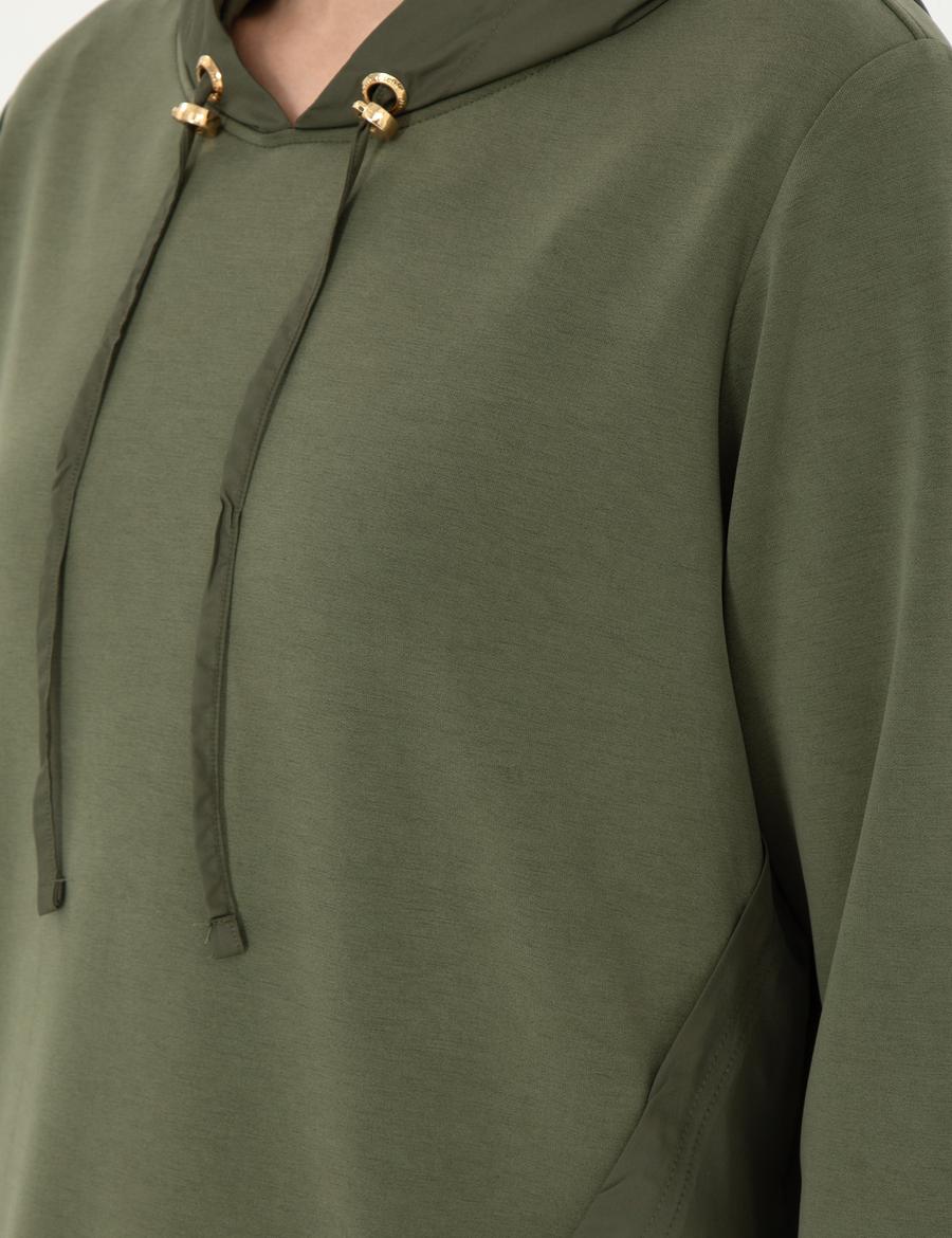 Haki Comfort Fit Modal Kumaş Sweatshirt