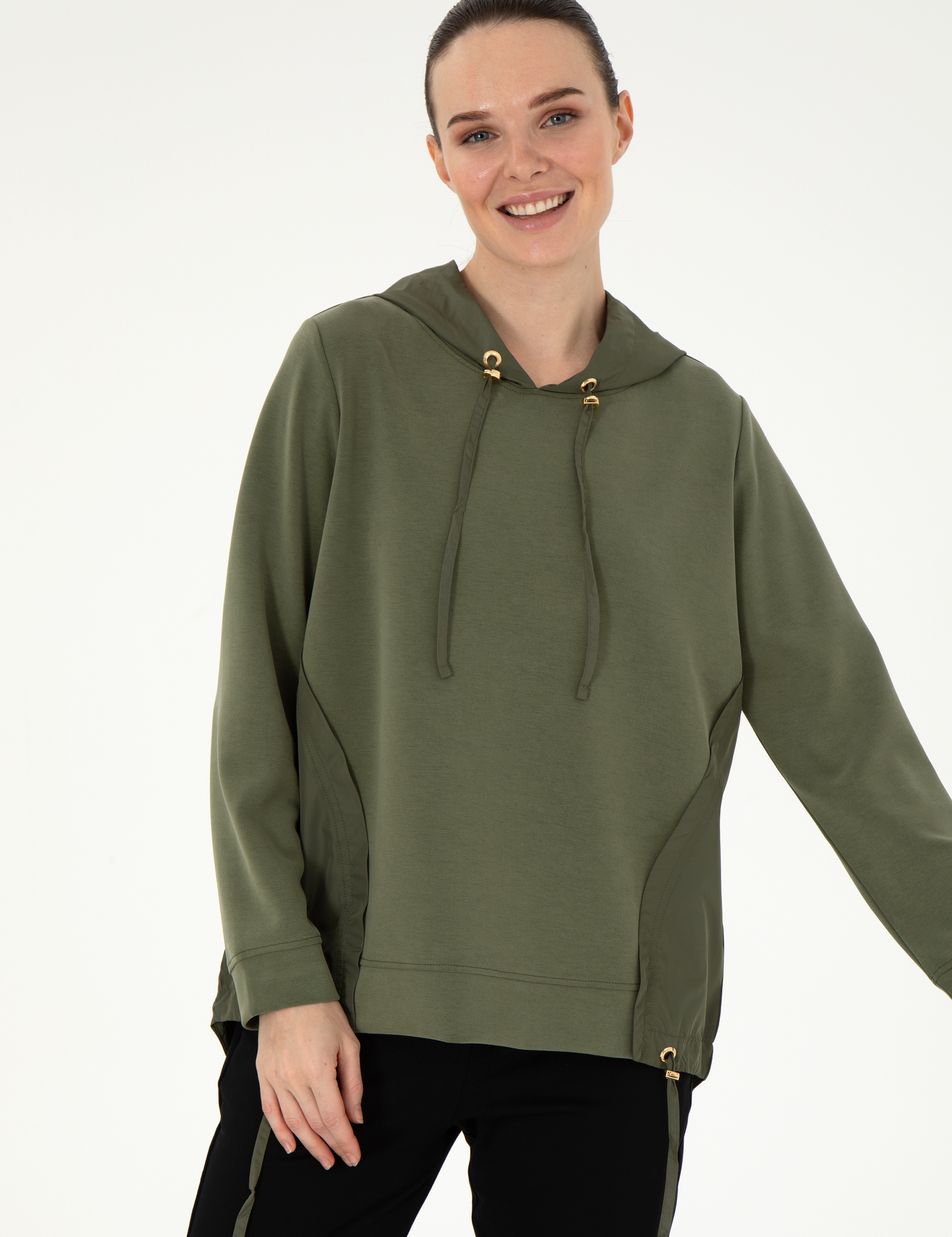Haki Comfort Fit Modal Kumaş Sweatshirt - Image 3
