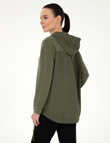Haki Comfort Fit Modal Kumaş Sweatshirt