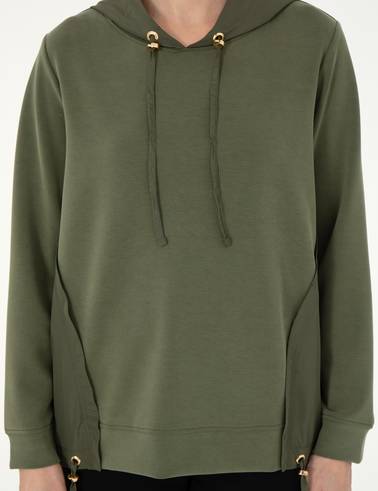 Haki Comfort Fit Modal Kumaş Sweatshirt