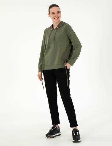 Haki Comfort Fit Modal Kumaş Sweatshirt